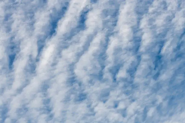 Photo of Blue sky with white soft ripples of cloud cover