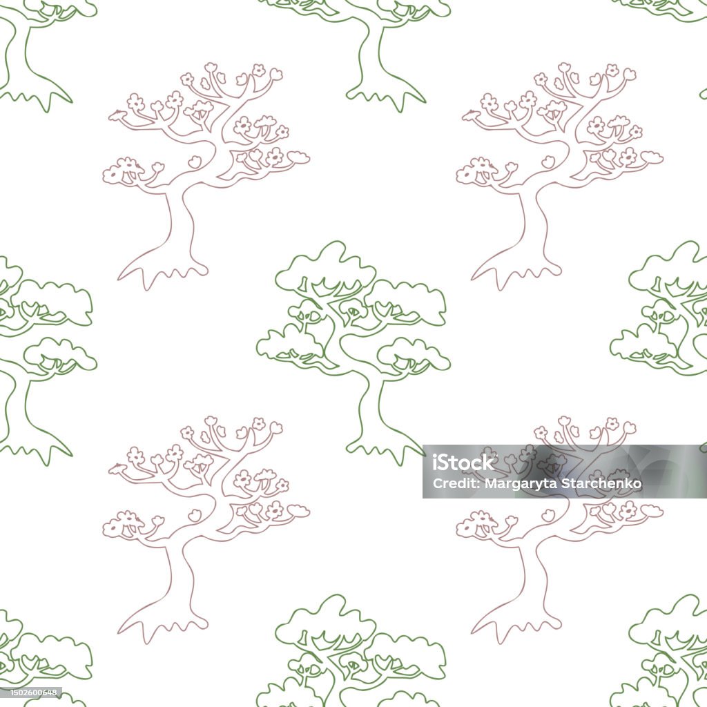 Seamless Tree Post Seamless Trees Pattern Stock Illustration - Download Image Now ...