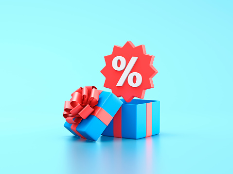 White price tag with 50 percent discount sign. 3d illustration