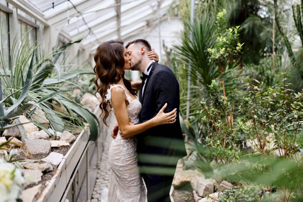istock Bride kissing her future husband 1502623440