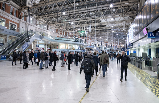 Vilnius, Lithuania - January 15, 2020: Waterloo Station in London. Central London terminus on the National Rail network in the United Kingdom