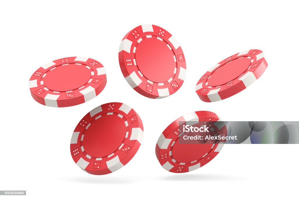 Falling casino chips on a white background 3D illustration Gambling Chip Stock Photo