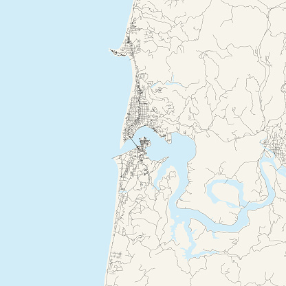 Topographic / Road map of Newport, OR. Map data is public domain via census.gov. All maps are layered and easy to edit. Roads are editable stroke.