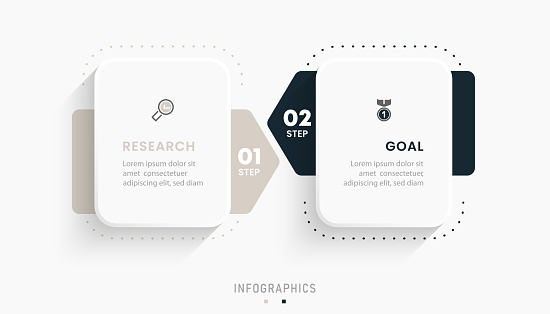 Vector Infographic label design template with icons and 2 options or steps. Can be used for process diagram, presentations, workflow layout, banner, flow chart, info graph.