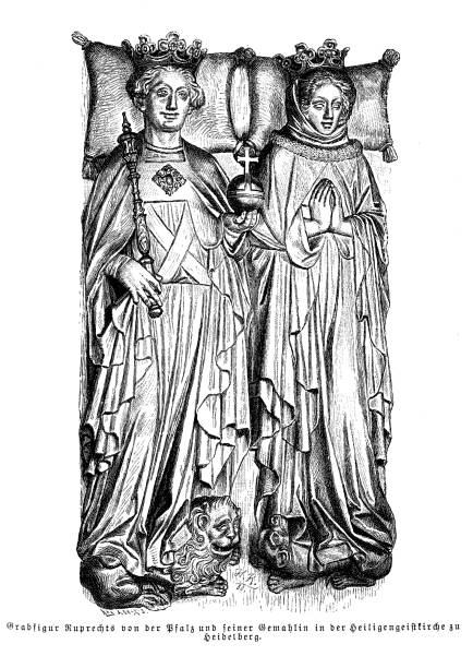 ilustrações de stock, clip art, desenhos animados e ícones de tombstone of rupert king of the romans and his wife elisabeth of hohenzollern - cemetery tombstone grave old