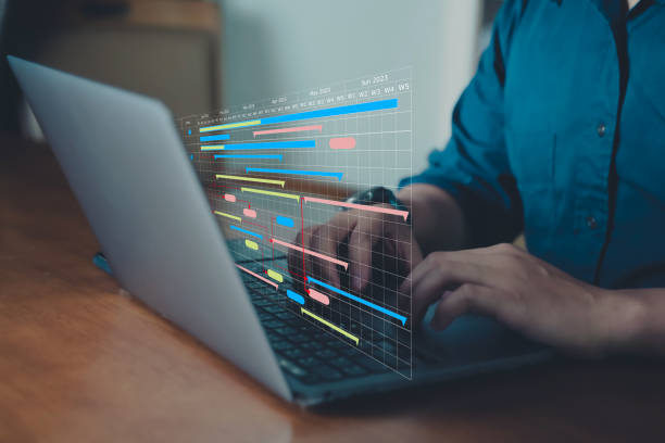 istock Business people check and management schedule on screen, schedule table issued. 1502709275