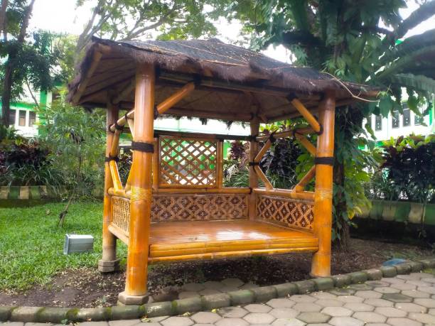 istock Bamboo gazebo placed in the city park 1502726679