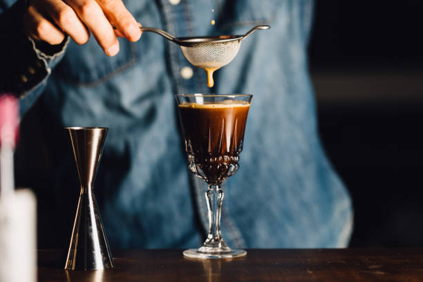 istock Espresso Martini Cocktail boozy vodka, espresso, coffee liqueur and syrup 1502727453