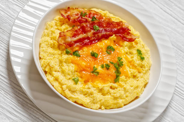 istock Cheddar Cheese Grits Casserole with bacon slices 1502741679