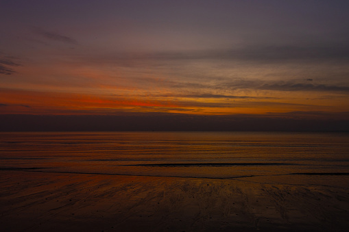 landscape view light in morning sunrise and silhouette ocean Asia Thailand