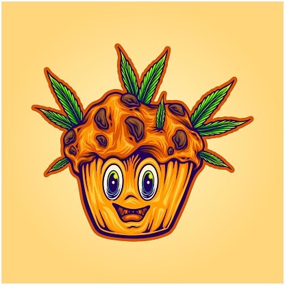 Cannabis cupcake indica weed strain logo illustrations vector illustrations for your work logo, merchandise t-shirt, stickers and label designs, poster, greeting cards advertising business company or brands
