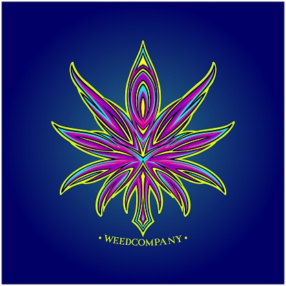 Cannabis sativa leaf tribal ornament logo illustrations vector illustrations for your work logo, merchandise t-shirt, stickers and label designs, poster, greeting cards advertising business company or brands