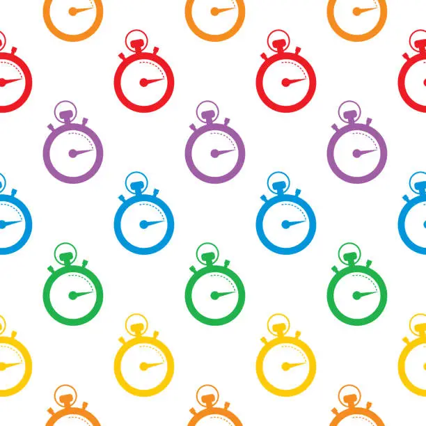 Vector illustration of Colorful Stopwatches  Seamless Pattern
