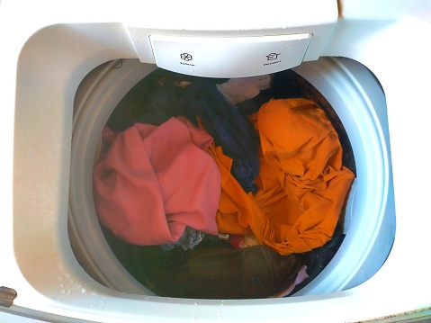 Clothes in the washing machine to be washed
