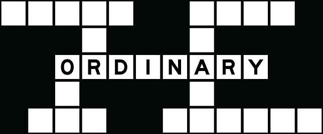 Alphabet letter in word ordinary on crossword puzzle background