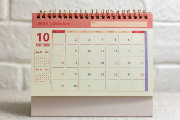 istock Hello, October.Desktop calendar for planning for October 2023. 1502766414