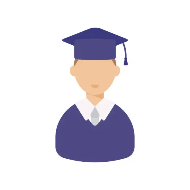 Vector illustration of Graduation day. Smiling student. Flat style male. Vector illustration.
