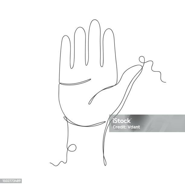 Palm Hand Continuous Line Art Aesthetic Art Decoration Stock ...
