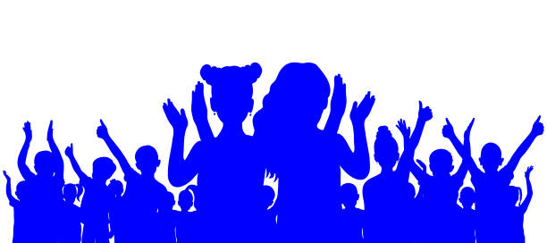 istock Happy cheerful crowd of children, silhouette. Back to school or party and etc. Vector illustration 1502775270