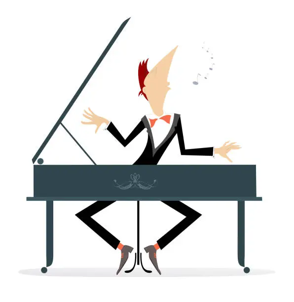 Vector illustration of Illustration of young pianist and singer man