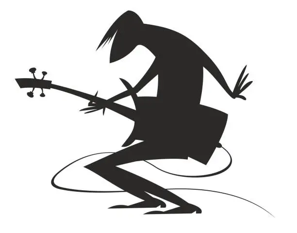 Vector illustration of Musician playing guitar. Original silhouette