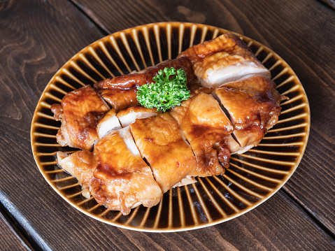 Teriyaki chicken. Chicken dish with sweet and spicy soy sauce.