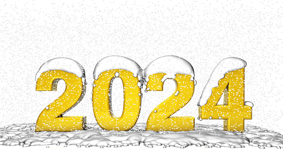 Gold 2024 Text with Snow