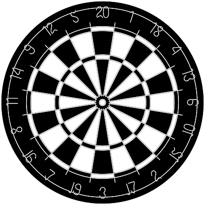Realistic look Dart board in Black and White. Numbers in Wire design.
For background and wallpaper.