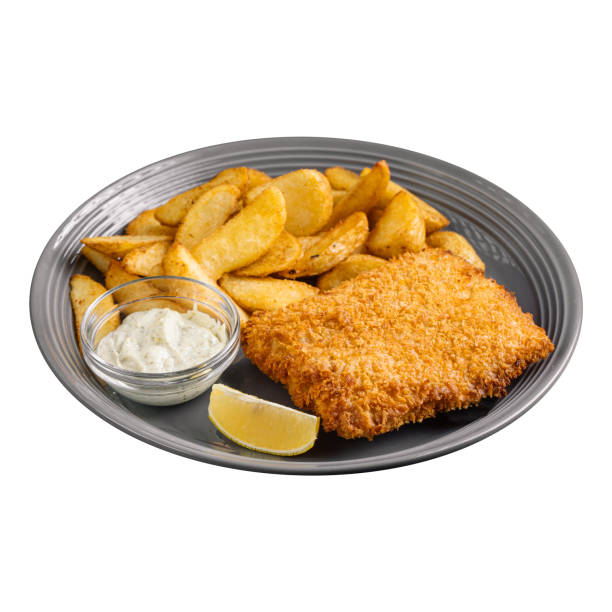 istock Isolated portion of fried fish and chips 1502792230
