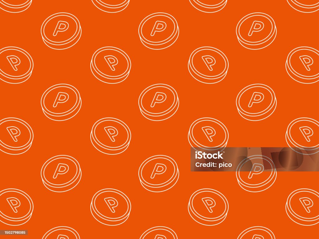 Coin Pattern Line Point Coin Pattern With White Line Drawing And Red Background Stock ...