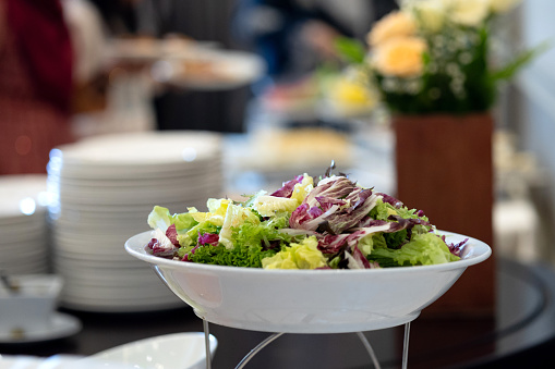 The buffet offers a variety of crisp and refreshing salads.