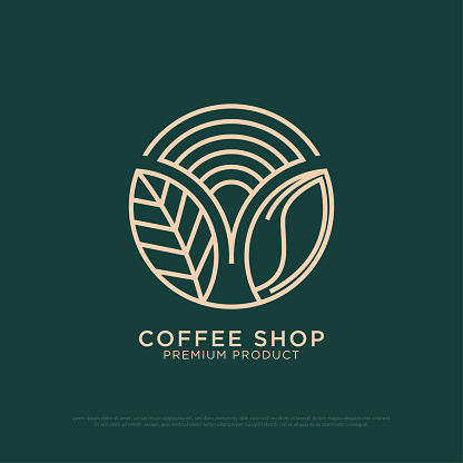 Coffee Shop logo design vector, vintage Outdoor coffee logo illustration with outline style, best for restaurant, cafe, beverages logo brand