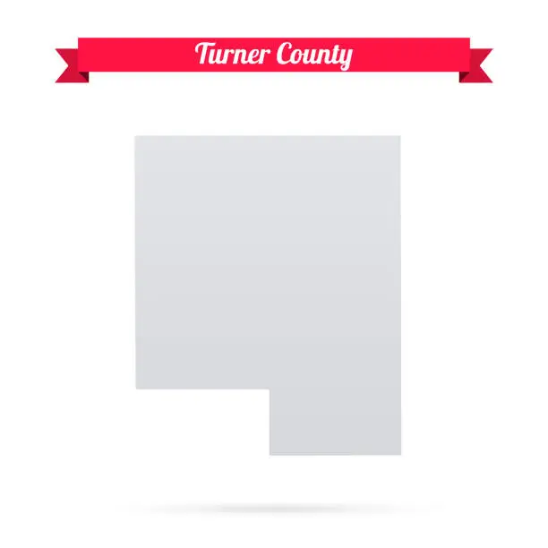 Vector illustration of Turner County, South Dakota. Map on white background with red banner