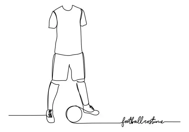 Vector illustration of Soccer Uniform One Line Drawing: Continuous Hand Drawn Sport Theme Object