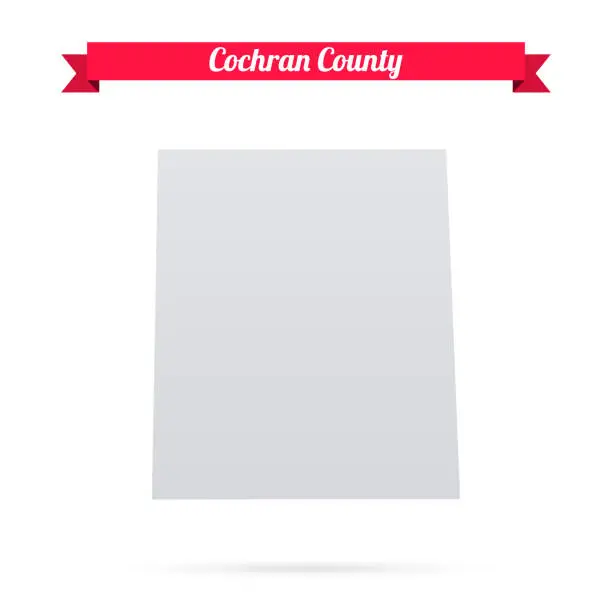 Vector illustration of Cochran County, Texas. Map on white background with red banner