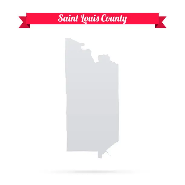 Vector illustration of Saint Louis County, Minnesota. Map on white background with red banner