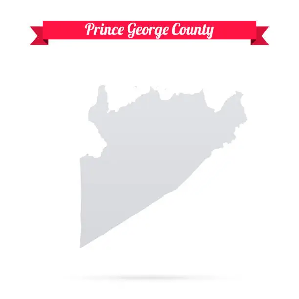 Vector illustration of Prince George County, Virginia. Map on white background with red banner