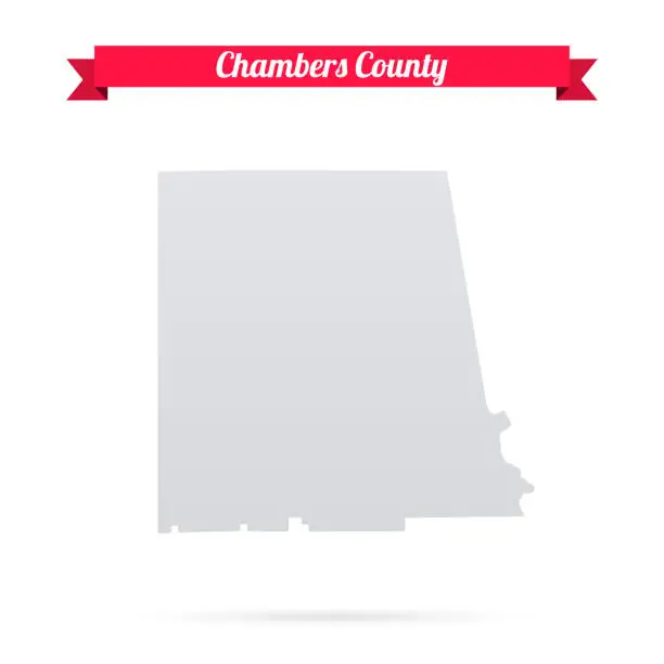 Vector illustration of Chambers County, Alabama. Map on white background with red banner