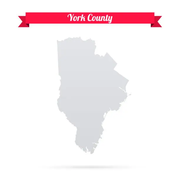 Vector illustration of York County, Maine. Map on white background with red banner