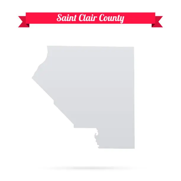 Vector illustration of Saint Clair County, Illinois. Map on white background with red banner