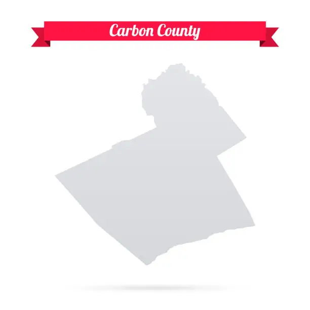 Vector illustration of Carbon County, Pennsylvania. Map on white background with red banner