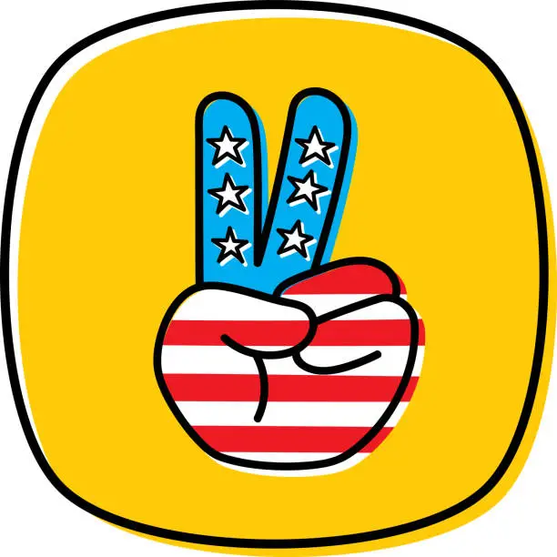 Vector illustration of Peace Sign USA Doodle 2