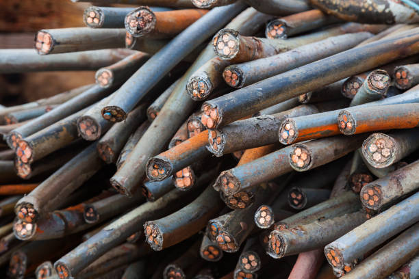 istock A bunch of old copper cables in a plastic sheath. Front view. 1502819210