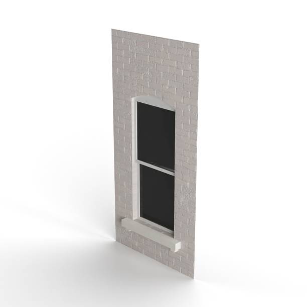 istock 3D rendering of a window frame on a white wall against a white background 1502824311