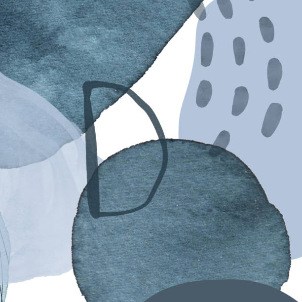 istock Abstract indigo background with watercolor and graphic blots. Modern Art. Smooth shapes and lines. Smears and splashes of paint. Texture brush. Hand drawn. 1502826101