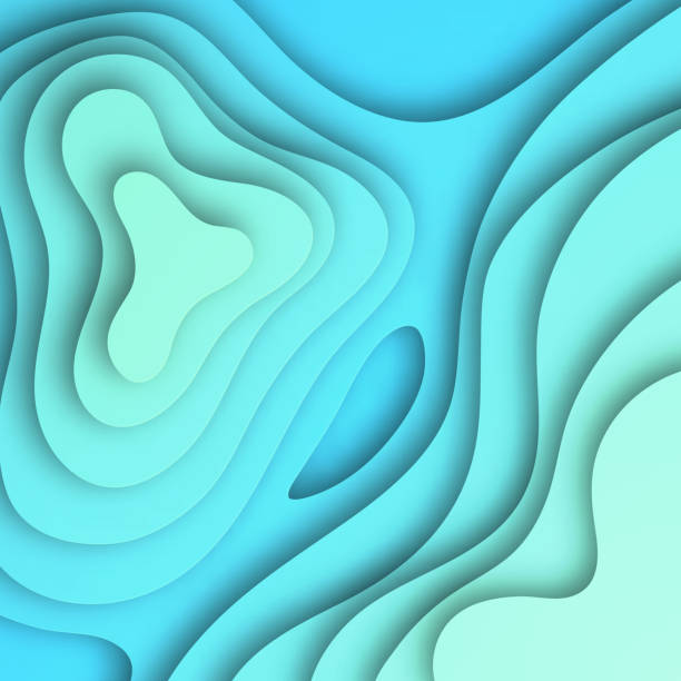 istock Paper cut background - Blue abstract fluid shapes - Trendy 3D design 1502832483