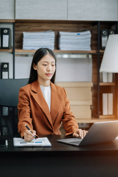 istock Businesswoman analyzing business enterprise data management, business analytics with charts, Marketing, Financial, Analyst, Business growth chart. 1502838202