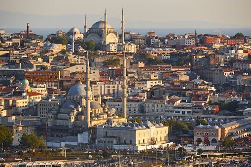 Istanbul city center. Sultanahmet neighborhood and golden horn strait. Turkey