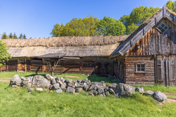 istock Old timbered barn with thatched roof in the countryside 1502841487