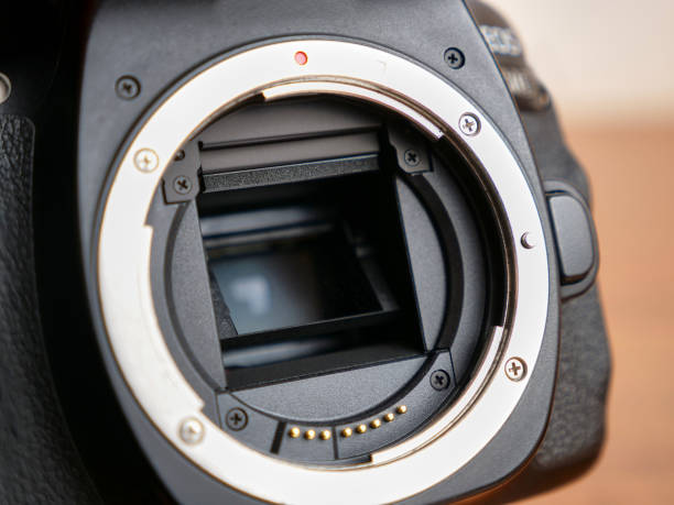 istock Digital SLR camera bayonet. A camera with interchangeable lenses. Bayonet close-up. 1502843112